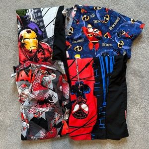 Lot of 4 Men’s Marvel / Disney / Superhero Scrub Tops - Small